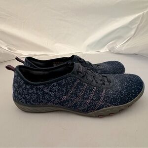 Skechers Navy Blue Relaxed Fit Breathable Memory Foam Comfort Slip-On Sneakers